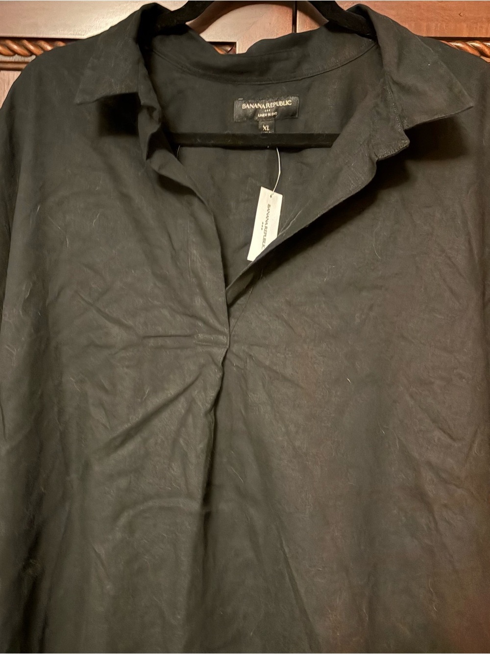 Banana Republic Black Collared Linen blend Tunic